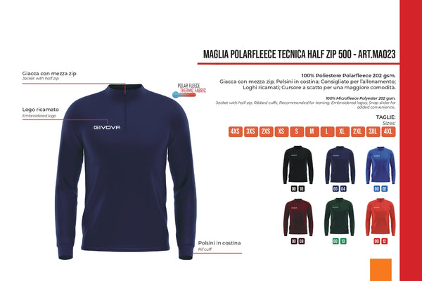 TECHNICAL POLARFLEECE SWEATER (HALF ZIP) 500 MA023