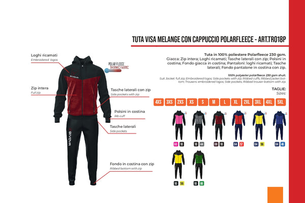 MELANGE VISA TRACKSUIT WITH POLARFLEECE HOOD TR018P